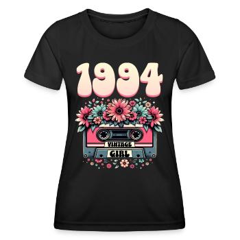 Cassette Année 1994 Anniversaire Femme 30 Ans - T-shirt sport Femme - noir - Devant - AI Model Female 172 light (172cm)