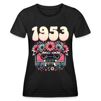 Cassette Year 1953 Birthday Woman 70 Years - Women's Functional T-Shirt - black - Front - AI Model Female 172 light (172cm)