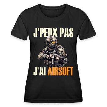 Je Peux Pas J'Ai Airsoft Humour Airsofteur - T-shirt sport Femme - noir - Devant - AI Model Female 172 light (172cm)