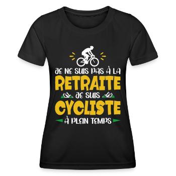 Retraité Cycliste Vélo Humour Cyclisme Retraite - T-shirt sport Femme - noir - Devant - AI Model Female 172 light (172cm)