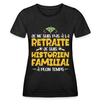 Retraité Humour Arbre Généalogique Retraite - T-shirt sport Femme - noir - Devant - AI Model Female 172 light (172cm)