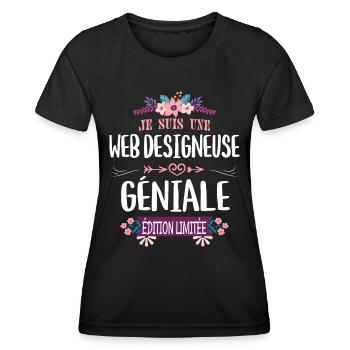 Édition Limitée Web Designeuse Géniale - T-shirt sport Femme - noir - Devant - AI Model Female 172 light (172cm)