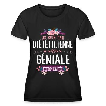 Édition Limitée Diététicienne Géniale - T-shirt sport Femme - noir - Devant - AI Model Female 172 light (172cm)