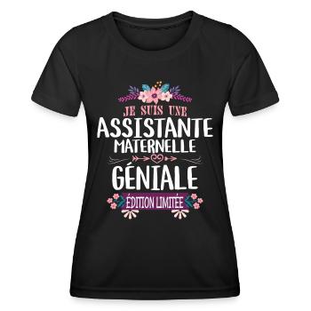 Édition Limitée assistante maternelle Géniale - T-shirt sport Femme - noir - Devant - AI Model Female 172 light (172cm)