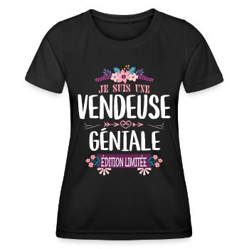 Édition Limitée Vendeuse Géniale - T-shirt sport Femme - noir - Devant - AI Model Female 172 light (172cm)