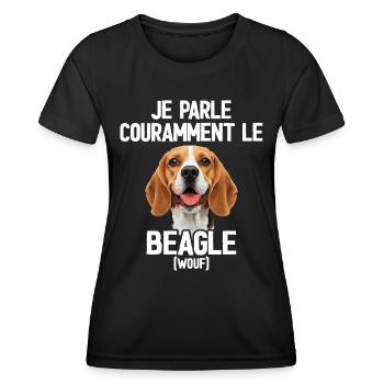Parler Le Beagle Cadeau Humour Chien Beagle - T-shirt sport Femme - noir - Devant - AI Model Female 172 light (172cm)