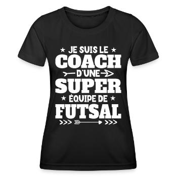Super Coach Cadeau Pour Coach De Futsal - T-shirt sport Femme - noir - Devant - AI Model Female 172 light (172cm)