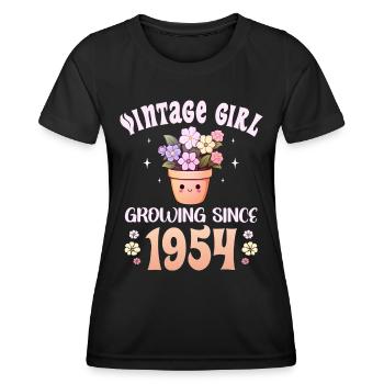 Vintage Year 1954 Birthday Woman 70 Years Old - Women's Functional T-Shirt - black - Front - AI Model Female 172 light (172cm)