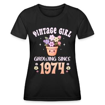 Vintage Year 1974 Birthday Woman 50 Years - Women's Functional T-Shirt - black - Front - AI Model Female 172 light (172cm)