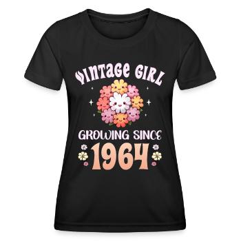 Vintage Year 1964 Birthday Woman 60 Years - Women's Functional T-Shirt - black - Front - AI Model Female 172 light (172cm)