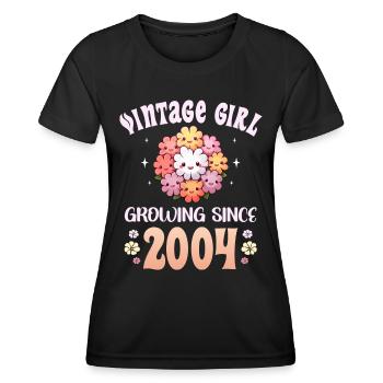 Vintage Year 2004 Birthday Woman 20 Years - Women's Functional T-Shirt - black - Front - AI Model Female 172 light (172cm)