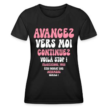 Humour Super Cadeau Pour Infirmière - T-shirt sport Femme - noir - Devant - AI Model Female 172 light (172cm)