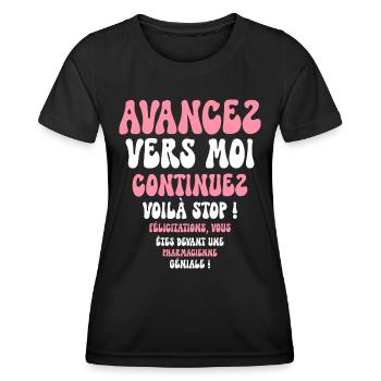 Humour Super Cadeau Pour Pharmacienne - T-shirt sport Femme - noir - Devant - AI Model Female 172 light (172cm)