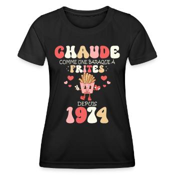 Baraque À Frites 1974 Femme Anniversaire 50 Ans - T-shirt sport Femme - noir - Devant - AI Model Female 172 light (172cm)