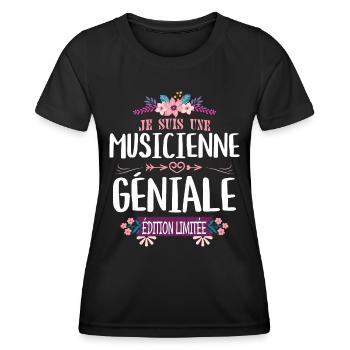 Femme Édition Limitée Musicienne Géniale - T-shirt sport Femme - noir - Devant - AI Model Female 172 light (172cm)