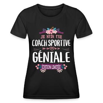 Femme Édition Limitée Coach Sportive Géniale - T-shirt sport Femme - noir - Devant - AI Model Female 172 light (172cm)
