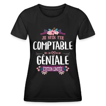 Femme Édition Limitée Comptable Géniale - T-shirt sport Femme - noir - Devant - AI Model Female 172 light (172cm)