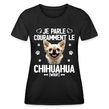 Parler Le Chihuahua Humour Chien - T-shirt sport Femme - noir - Devant - AI Model Female 172 light (172cm)