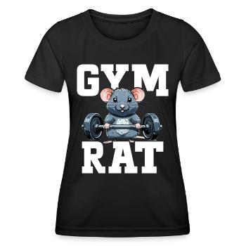 Fitnessstudio Ratte Bodybuilding Humor Bodybuilding Fitnessstudio - Frauen Funktions-T-Shirt - Schwarz - Vorne - AI Model Female 172 light (172cm)