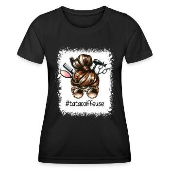 Dutt Tante Friseur Super Tante Friseur - Frauen Funktions-T-Shirt - Schwarz - Vorne - AI Model Female 172 light (172cm)