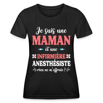Humour Mère Maman Infirmière Anesthésiste - T-shirt sport Femme - noir - Devant - AI Model Female 172 light (172cm)