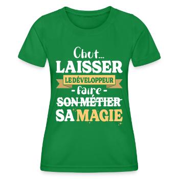 Developer Makes His Magic Humor Dev - Women's Functional T-Shirt - kelly green - Front - AI Model Female 172 dark (172cm)
