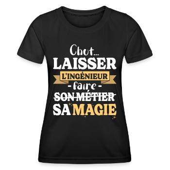 Engineer does his magic Humor genius - Women's Functional T-Shirt - black - Front - AI Model Female 172 light (172cm)