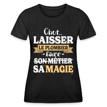 Plumber does his magic Plumber Humor - Women's Functional T-Shirt - black - Front - AI Model Female 172 light (172cm)