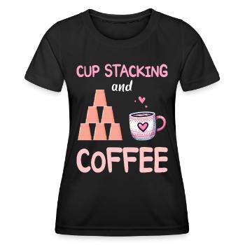 Stacker Sport Cup Stacking Und Kaffee - Frauen Funktions-T-Shirt - Schwarz - Vorne - AI Model Female 172 light (172cm)