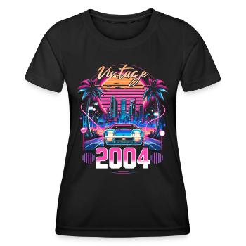 Synthwave Retro 20th Anniversary 2004 - Women's Functional T-Shirt - black - Front - AI Model Female 172 light (172cm)