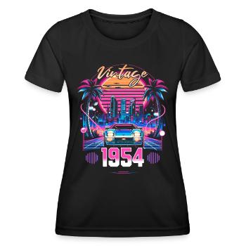 Synthwave Retro 70th Anniversary 1954 - Women's Functional T-Shirt - black - Front - AI Model Female 172 light (172cm)