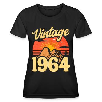 Vintage 60eme Anniversaire 1964 - T-shirt sport Femme - noir - Devant - AI Model Female 172 light (172cm)