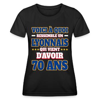 Supporter De Lyon Anniversaire 70 Ans - T-shirt sport Femme - noir - Devant - AI Model Female 172 light (172cm)