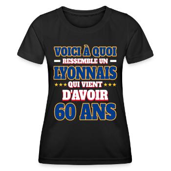 Supporter De Lyon Anniversaire 60 Ans - T-shirt sport Femme - noir - Devant - AI Model Female 172 light (172cm)