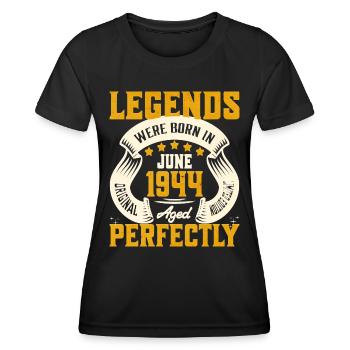 80. Jubiläum Juni Jahrgang 1944 - Frauen Funktions-T-Shirt - Schwarz - Vorne - AI Model Female 172 light (172cm)