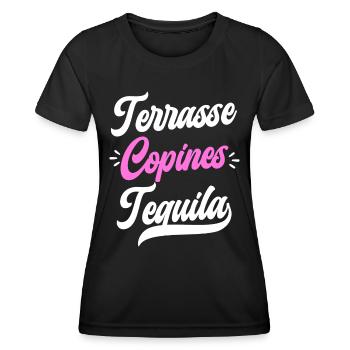 Soirée Femme Terrasse Copines Tequila - T-shirt sport Femme - noir - Devant - AI Model Female 172 light (172cm)