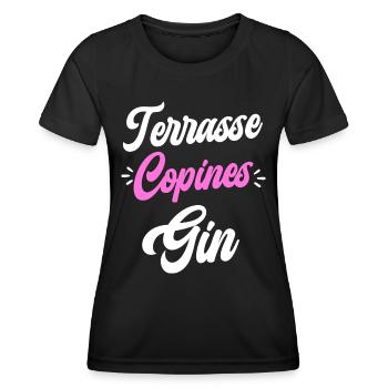 Soirée Amie Femme Terrasse Copines Gin - T-shirt sport Femme - noir - Devant - AI Model Female 172 light (172cm)