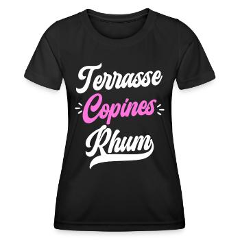 Soirée Amie Femme Terrasse Copines Rhum - T-shirt sport Femme - noir - Devant - AI Model Female 172 light (172cm)