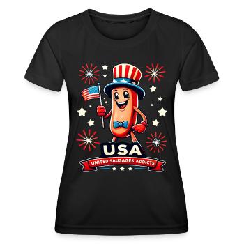 Hotdog Amérique Indépendance 4 Juillet - T-shirt sport Femme - noir - Devant - AI Model Female 172 light (172cm)