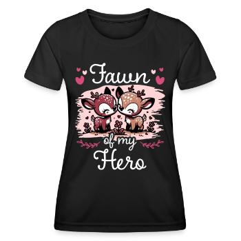 Rehkitz Liebe Romantische Idee Paar - Frauen Funktions-T-Shirt - Schwarz - Vorne - AI Model Female 172 light (172cm)