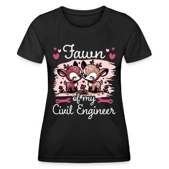 Faon Amour Couple Ingénieur Génie Civil - T-shirt sport Femme - noir - Devant - AI Model Female 172 light (172cm)