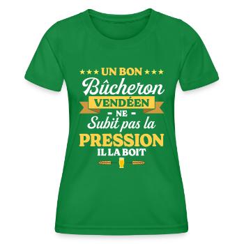 Bûcheron Vendéen Vendée Humour Bûcheron - T-shirt sport Femme - vert - Devant - AI Model Female 172 dark (172cm)