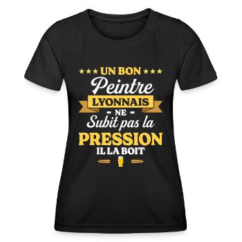 Peintre Lyonnais Lyon Humour Peintre - T-shirt sport Femme - noir - Devant - AI Model Female 172 light (172cm)