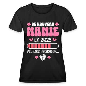 Grossesse Grand Mère Encore Mamie 2025 - T-shirt sport Femme - noir - Devant - AI Model Female 172 light (172cm)