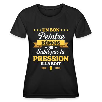 Peintre Rémois Reims Humour Peintre - T-shirt sport Femme - noir - Devant - AI Model Female 172 light (172cm)
