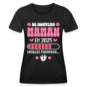 Bébé Grossesse Mère Encore Maman 2025 - T-shirt sport Femme - noir - Devant - AI Model Female 172 light (172cm)