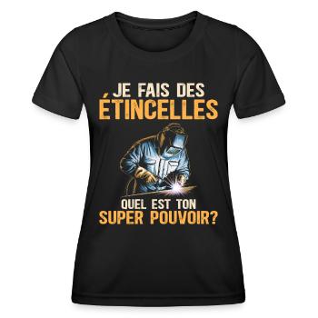 Étincelles Super Pouvoir Humour Soudeur - T-shirt sport Femme - noir - Devant - AI Model Female 172 light (172cm)