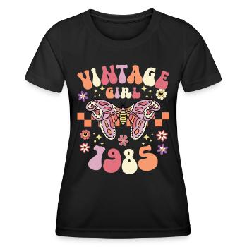 Retro Femme 40 Ans Anniversaire 1985 - T-shirt sport Femme - noir - Devant - AI Model Female 172 light (172cm)