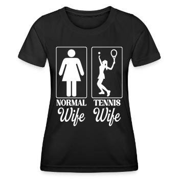 Ehefrau Tennis Frau Geschenk Tennis Frauen - Frauen Funktions-T-Shirt - Schwarz - Vorne - AI Model Female 172 light (172cm)