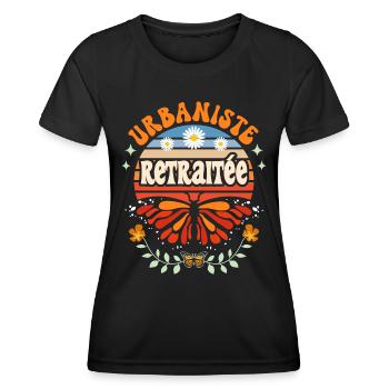 Retro Cadeau Retraite Urbaniste - T-shirt sport Femme - noir - Devant - AI Model Female 172 light (172cm)